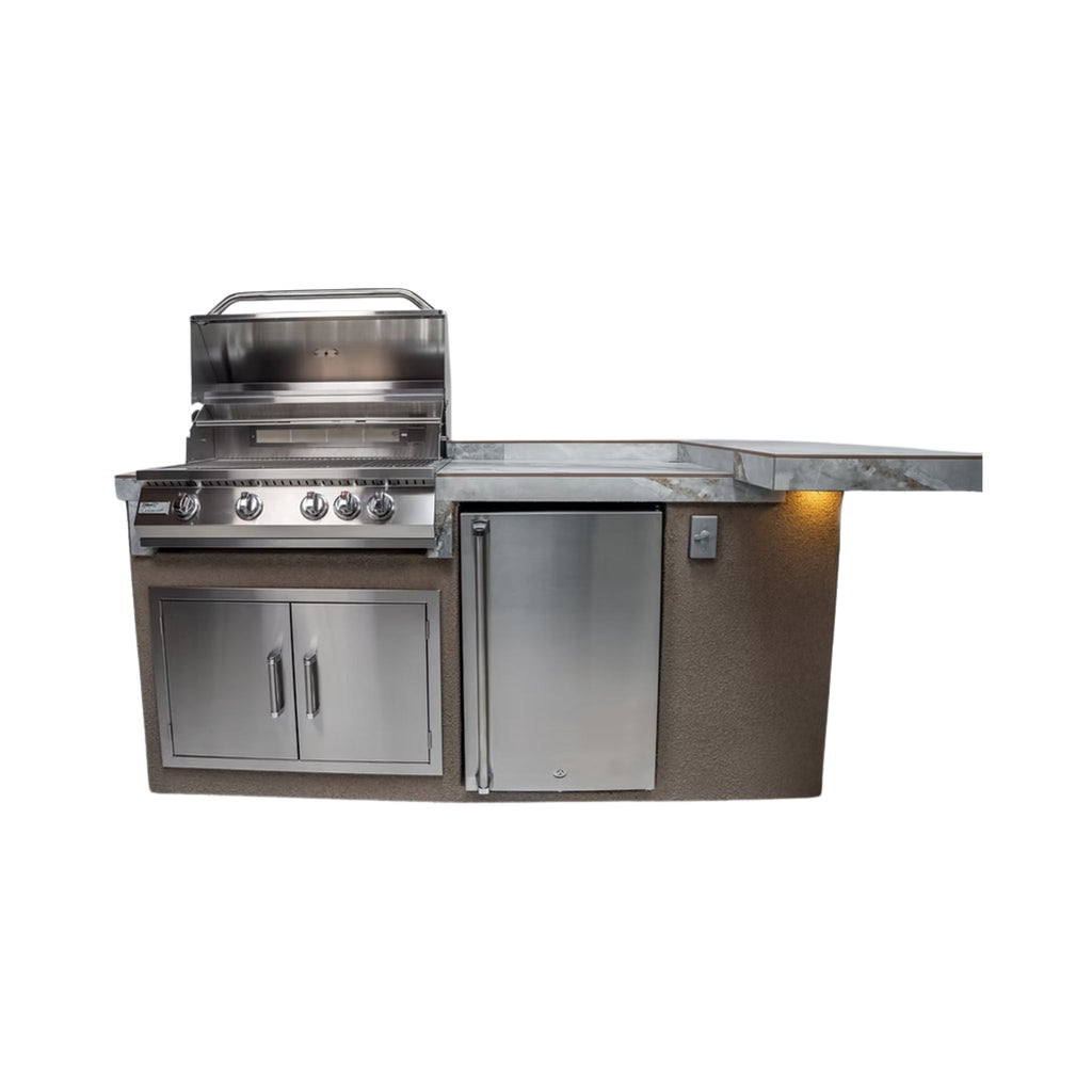 KoKoMo Grills St. John 7FT BBQ Island With LEDs, Built-In BBQ And Refrigerator [Made-To-Order]