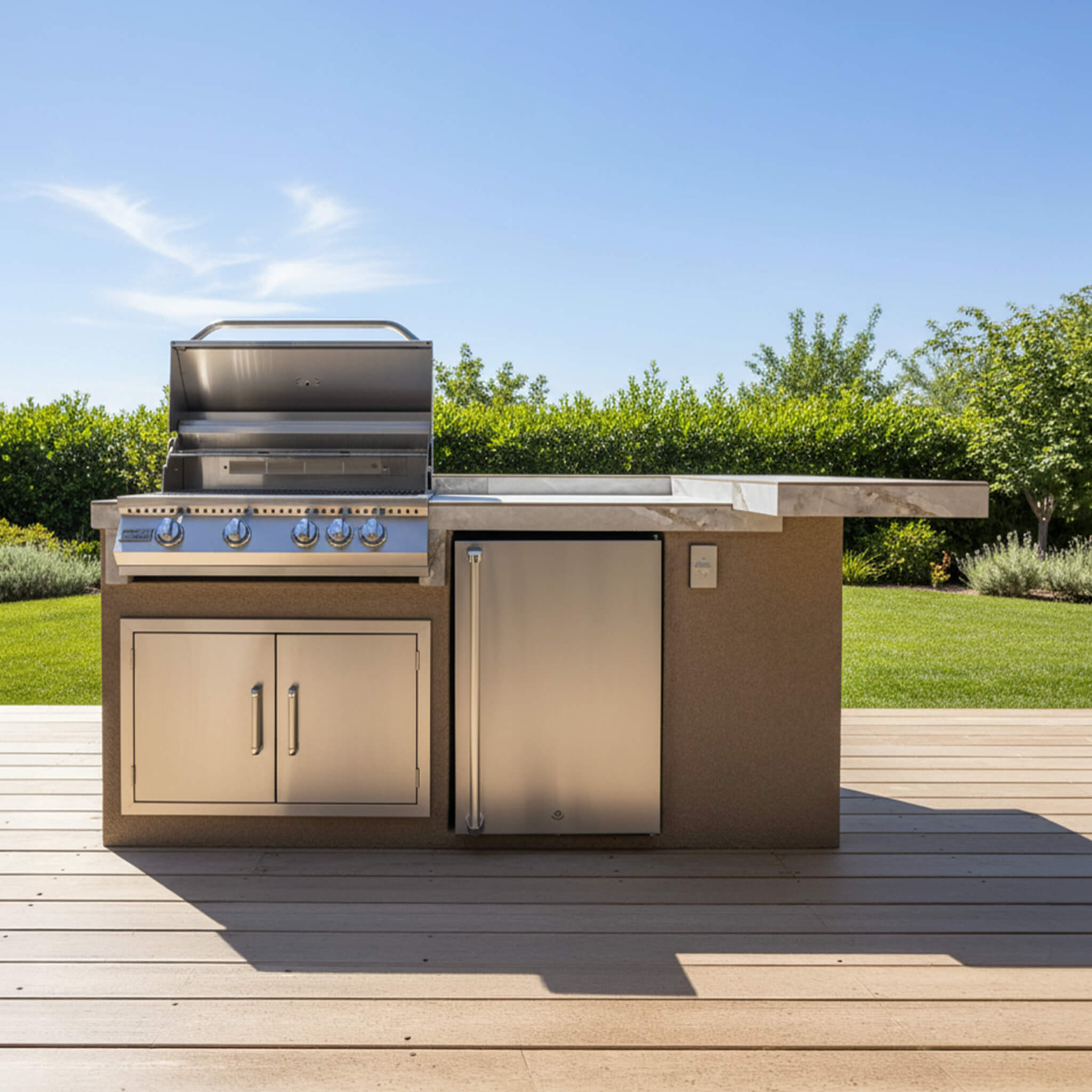 KoKoMo Grills St. John 7FT BBQ Island With LEDs, Built-In BBQ And Refrigerator [Made-To-Order]