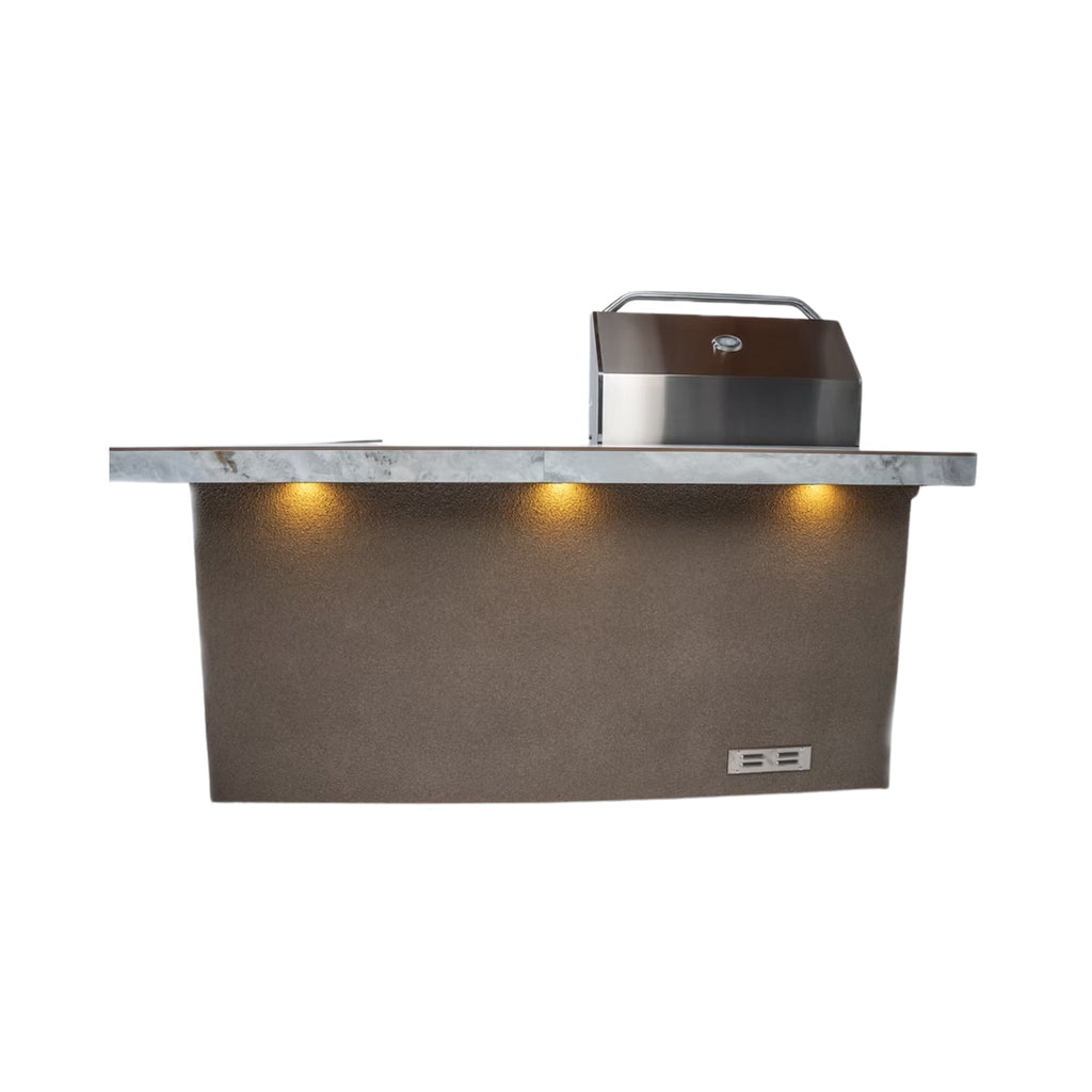 KoKoMo Grills St. John 7FT BBQ Island With LEDs, Built-In BBQ And Refrigerator [Made-To-Order]
