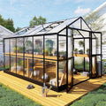 [08X12FT] Large Premium Outdoor Aluminum Polycarbonate Greenhouse with Double Swing Doors