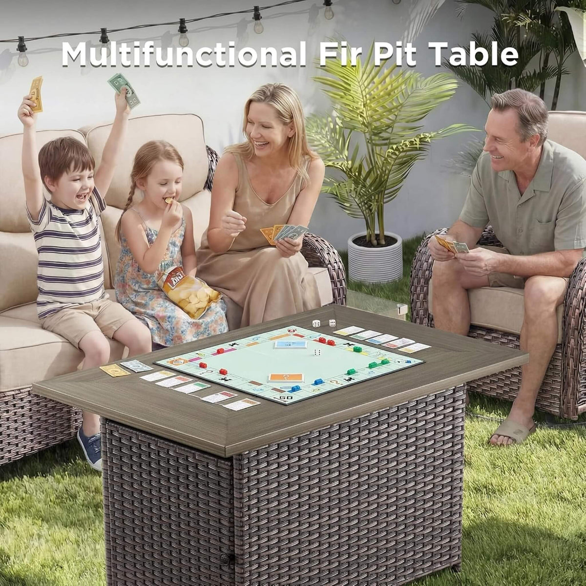 Luxury 10-Piece All-Weather Outdoor Patio Furniture Set With Fire Pit Table