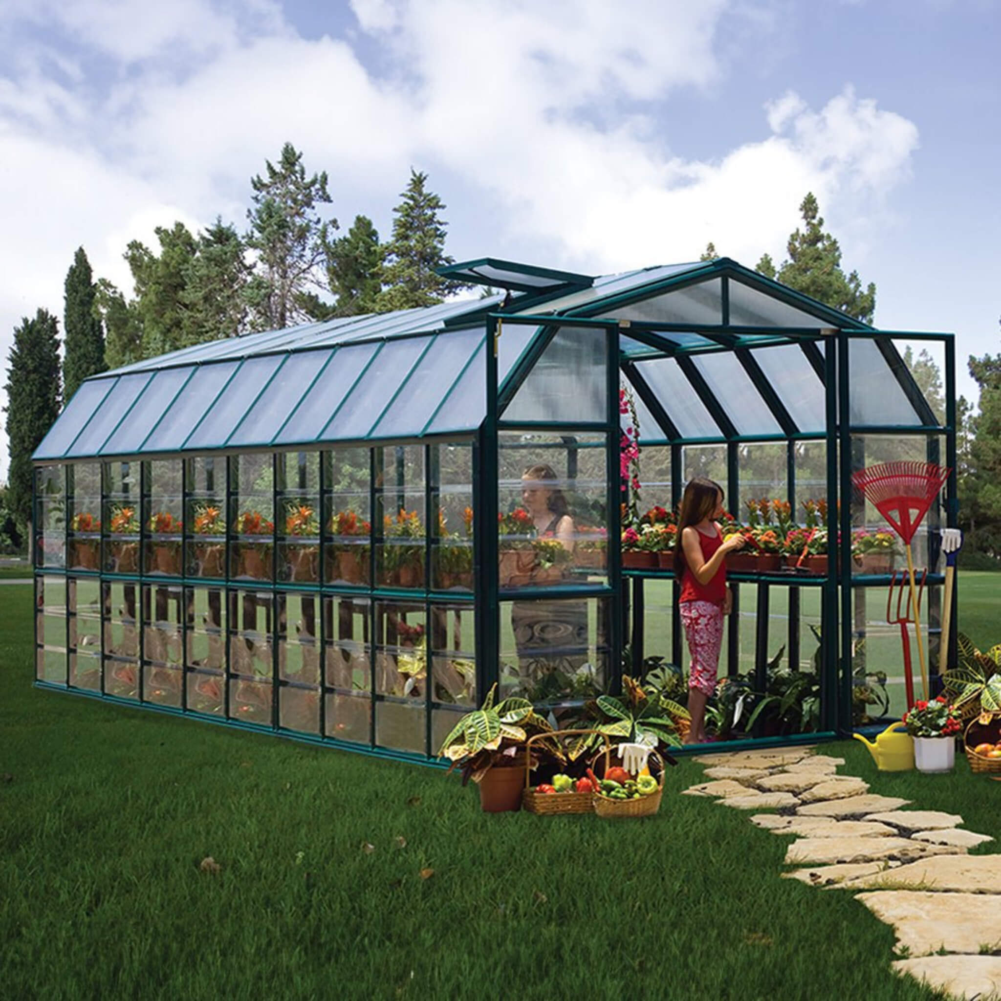 [08X20FT] Extra-Large Barn-Style Weatherproof Walk-In Greenhouse With Roof Vents