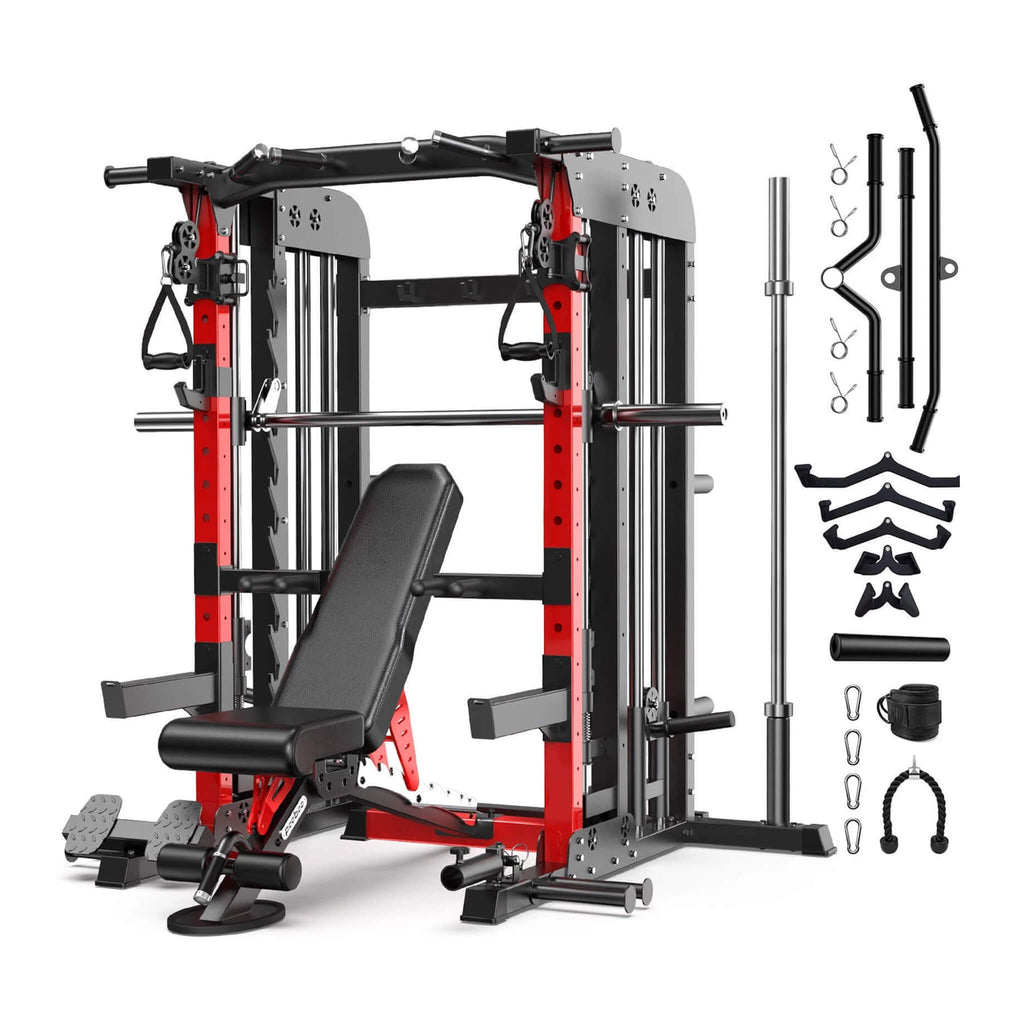 Rovix Premium 2000LBS All-In-One Squat Rack Power Cage with Smith Machine
