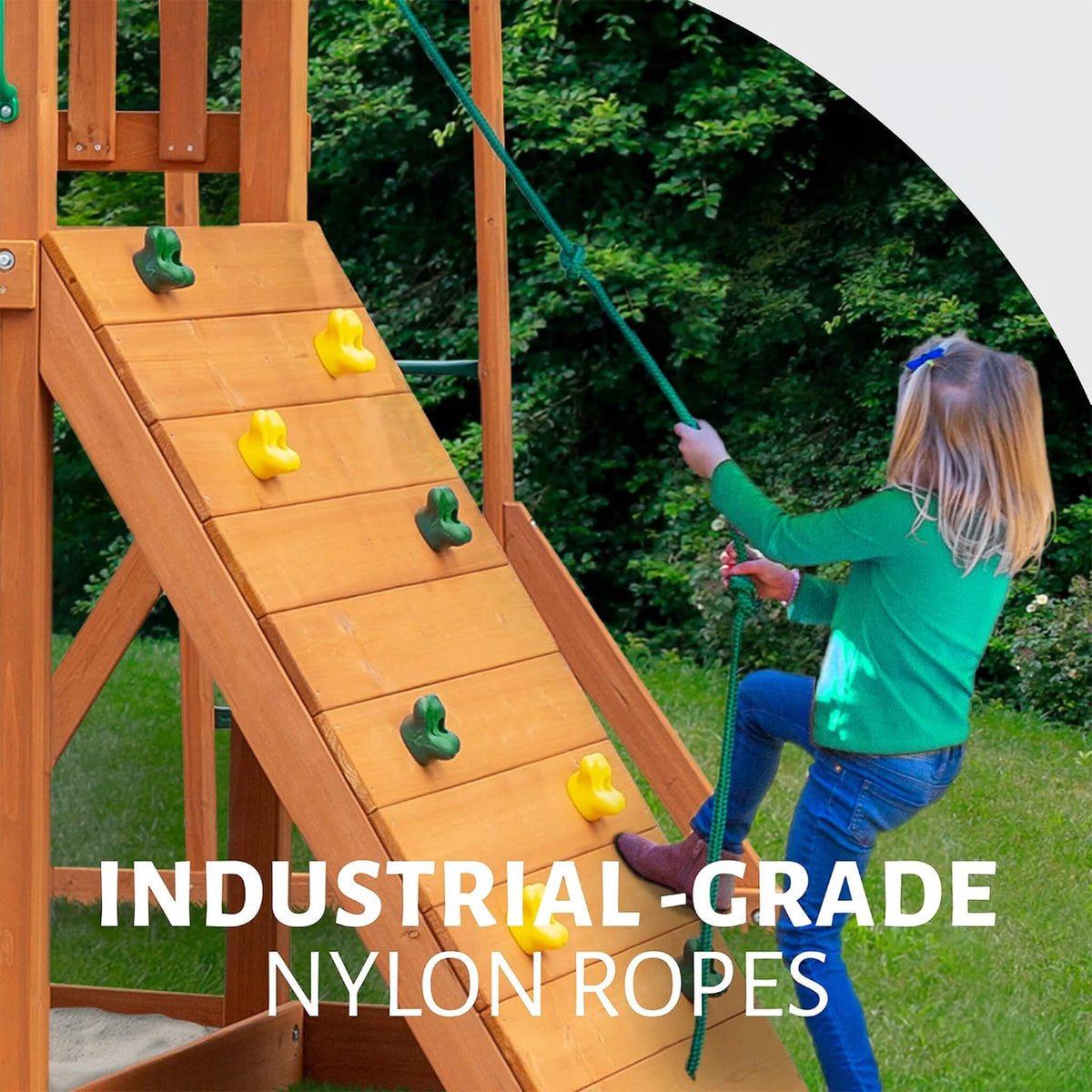 Premium Cedar Wood Treehouse Swing Set With Tube Slide And Sandbox