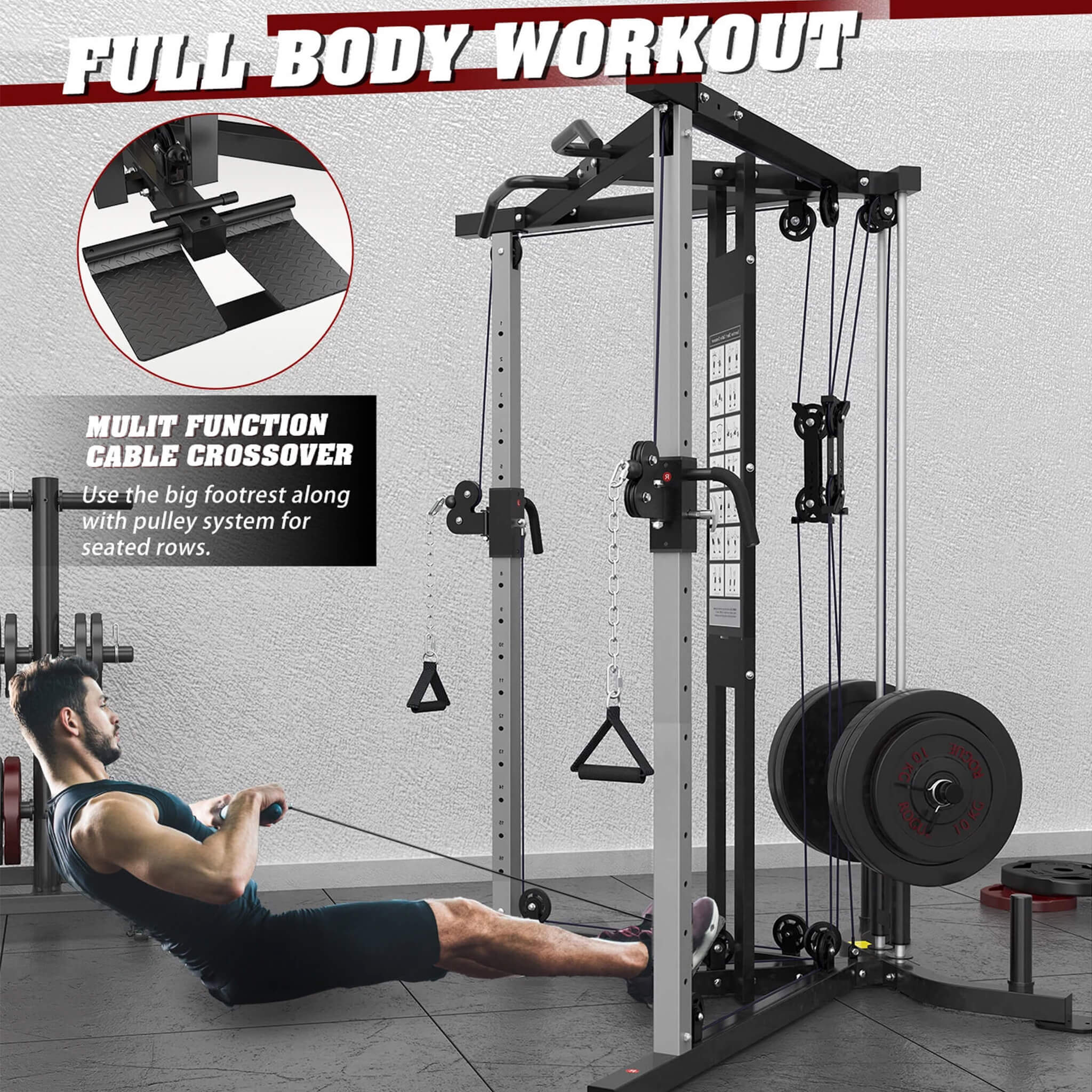Rovix Premium Home Cable Crossover Full Body Workout Fly Machine, 350LBS.