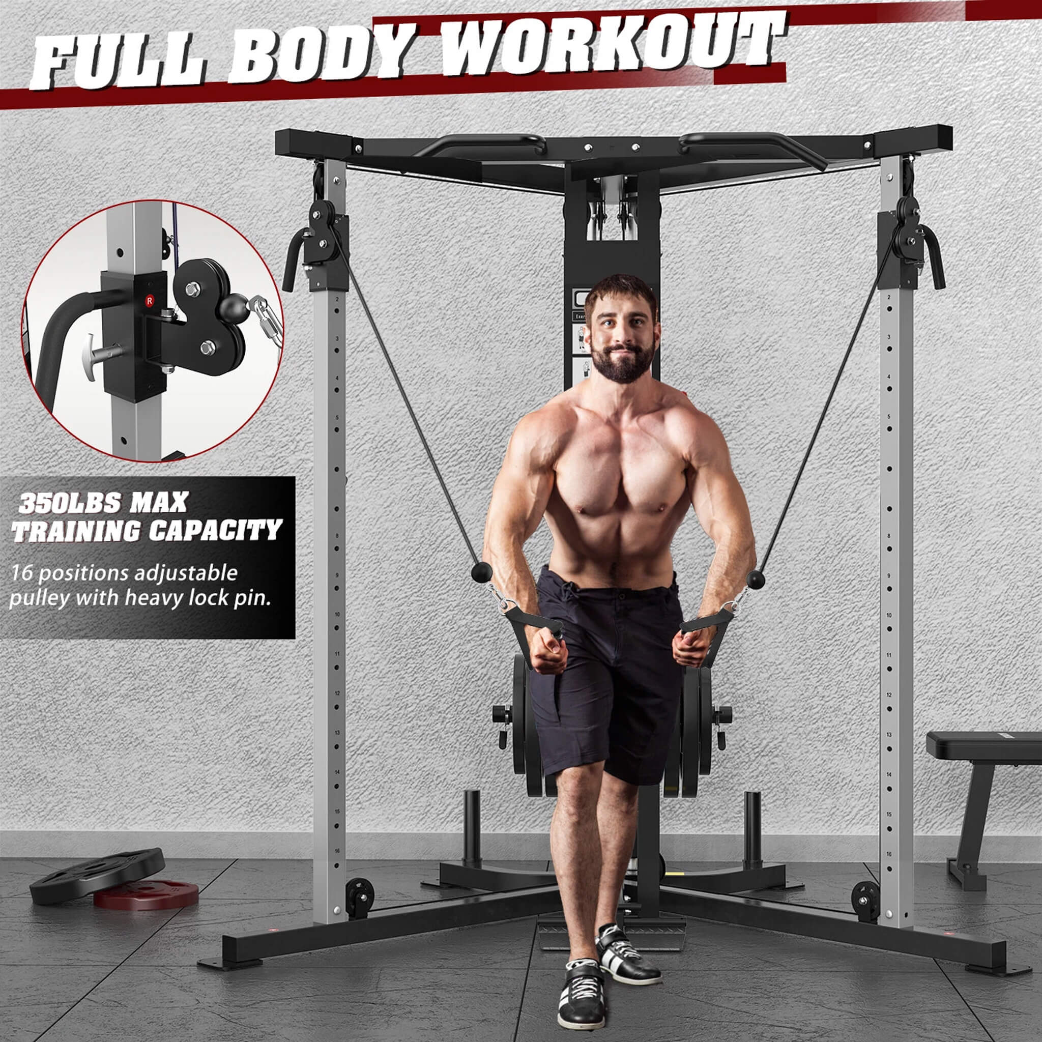 Rovix Premium Home Cable Crossover Full Body Workout Fly Machine, 350LBS.