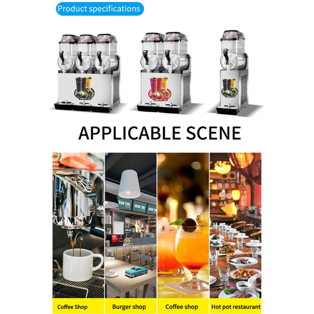 Premium Commercial Stainless Steel Slushy Machine With Triple Tank Advance Cooling, 45L